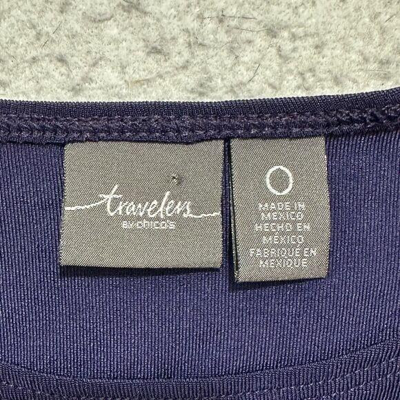 Chico's 0 Women's Small V-Neck Cold Shoulder Purple Long Sleeve Acetate Blouse - Picture 3 of 12